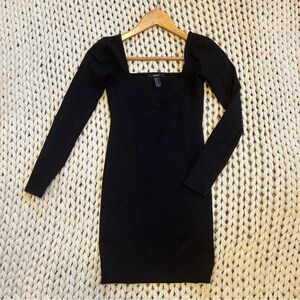 Forever 21 black body con square neck dress